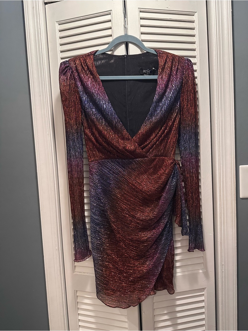 PatBO Iridescent Multicolor Long Sleeve Mini Dress